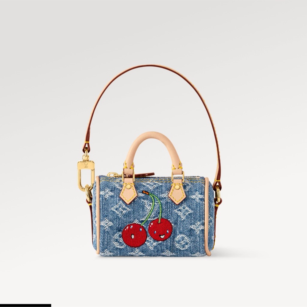 LV x TM Micro Speedy Denim Cerise Bag Charm!